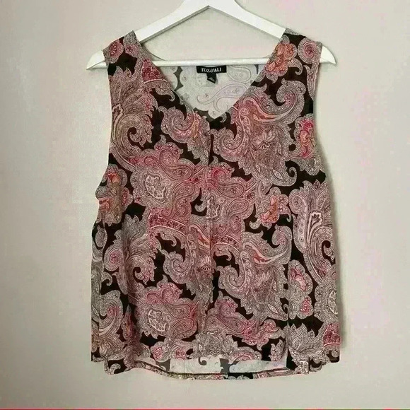 Roz & Ali Blouse Sleeveless Paisley Print Business Casual - Picture 1 of 8